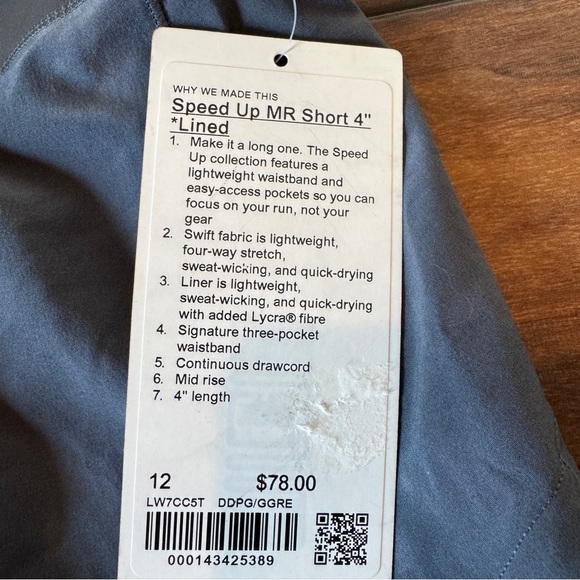 NEW Lululemon Speed Up Mid-Rise Lined Short 4" NWT Size 12 - Picture 3 of 4